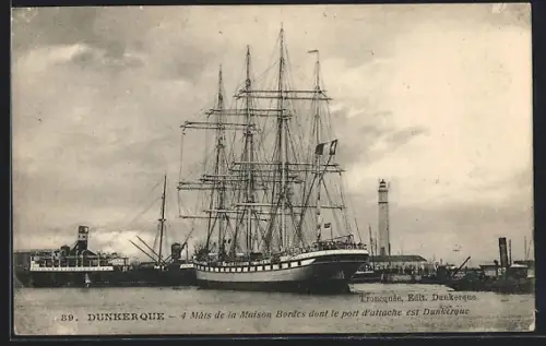 AK Dunkerque, 4 Mâts dela Maison Bordes dont le port d`attache est Dunkerque