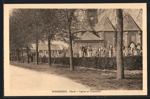 AK Winnezeele /Nord, Eglise et Cimetière