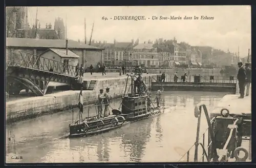 AK Dunkerque, un Sous-Marin dans les Ecluses, U-Boot in der Schleuse