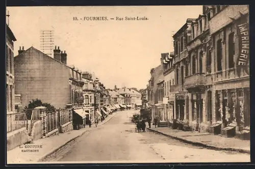 AK Fourmies, Rue Saint-Louis, Strassenpartie