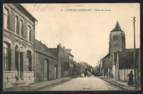 AK Loos-en-Gohelle, Rue de Lens, Strassenpartie