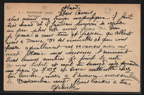 AK Walincourt /Nord, Rue Pasteur, Strassenpartie