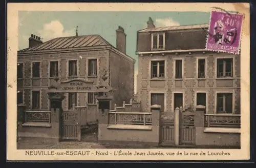 AK Neuville-sur-Escaut, L`École Jean Jaurès, vue de la rue de Lourches
