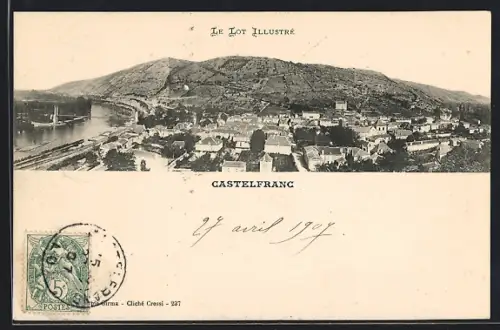 AK Castelfranc, Vue du village et de la colline