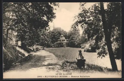 AK Alvignac-Miers, Source Salmière et chemin bordé d`arbres