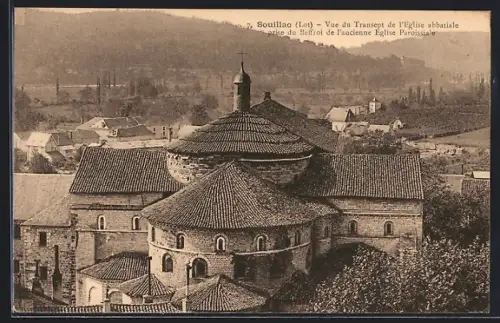 AK Souillac /Lot, Vue du Transept de l`Église abbatiale prise du Beffroi de l`ancienne Église Paroissiale