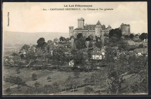 AK Castelnau Bretenoux, Le Château et Vue générale