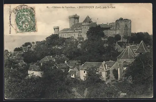 AK Bretenoux /Lot, Château de Castelnau, vue sur le village et le château