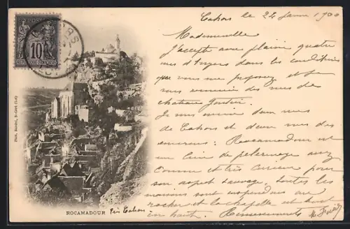AK Rocamadour, Vue panoramique du village perché et des bâtiments historiques