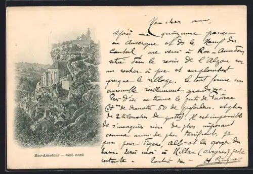 AK Rocamadour, Côté nord avec vue sur le village perché et les falaises impressionnantes