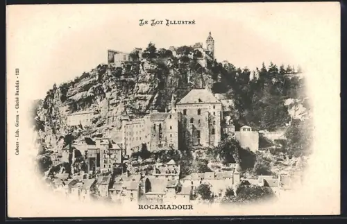 AK Rocamadour, Vue du sanctuaire sur la falaise
