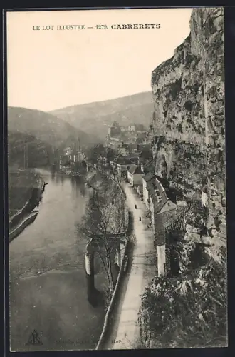 AK Cabrerets, Vue du village et de la rivière longeant la falaise