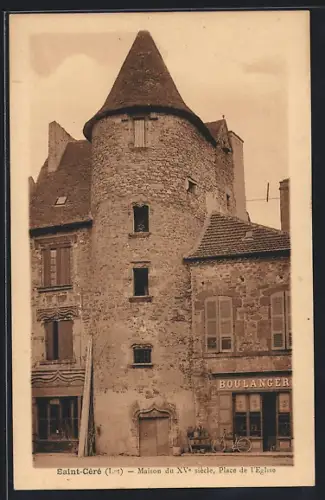 AK Saint-Céré /Lot, Maison du XVe siècle, Place de l`Église