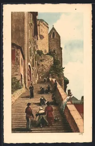 AK Rocamadour /Lot, L`Escalier des Pelerins, 216 marches