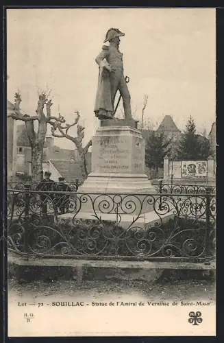 AK Souillac, Statue de l`Amiral de Verninac de Saint-Maur