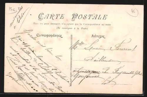 AK Prayssac, Carte décorative avec texte Un baiser et motifs floraux