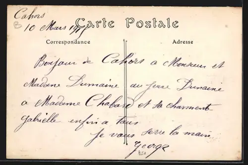 AK Cahors, La Place du Marché avec tour et passants animés