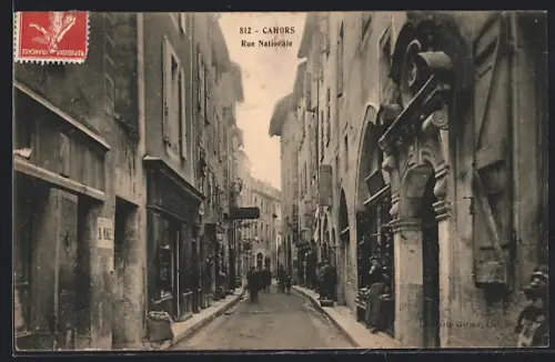 AK Cahors, Rue Nationale animée avec passants
