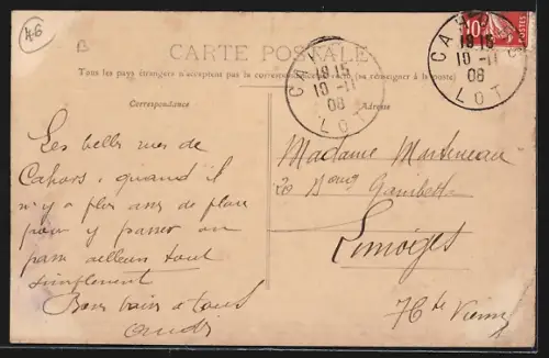 AK Cahors, Rue Nationale animée avec passants