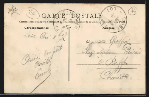 AK Saint-Céré /Lot, Place de la République, Départ du Tramway