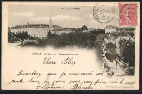 AK Gramat, Le Couvent et l`Avenue de la Gare