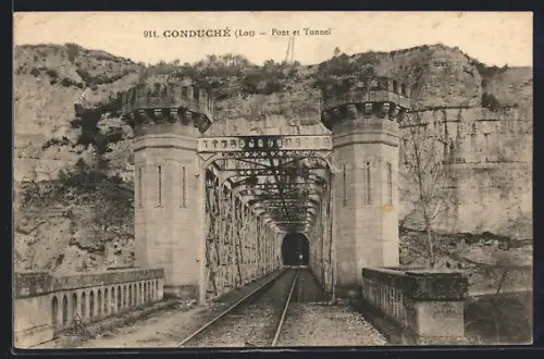 AK Conduché /Lot, Pont et Tunnel