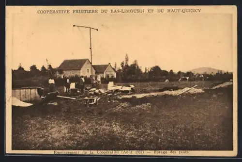 AK Bas-Limousin, Emplacement de la Coopérative, Août 1932, forage des puits