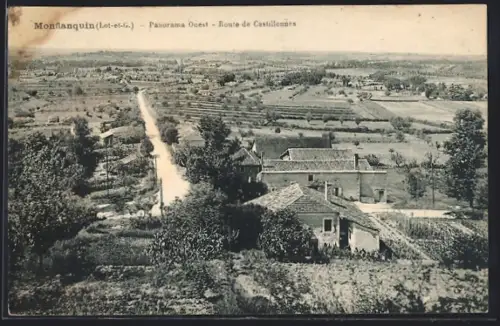 AK Monflanquin /Lot-et-G., Panorama Ouest, Route de Castillonnès