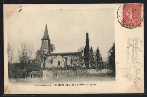 AK Saint-Nazaire /Lauzun, L`Église vue depuis le jardin en hiver