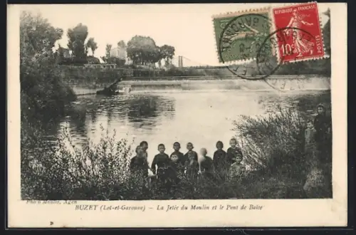 AK Buzet /Lot-et-Garonne, La Jétée du Moulin et le Pont de Baïse