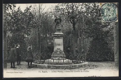 AK Agen, Jardin Public, Statue de Cortète de Prades