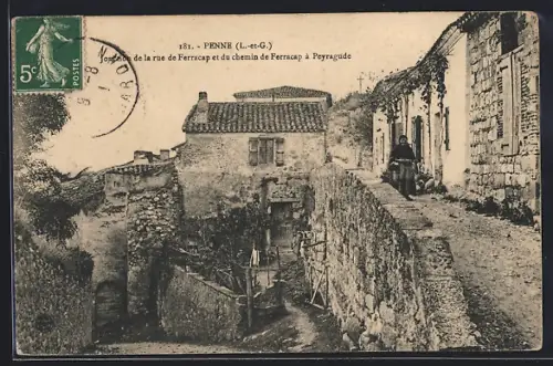 AK Penne /L.-et-G., Jonction de la rue de Ferracap et du chemin de Ferracap à Peyraguey