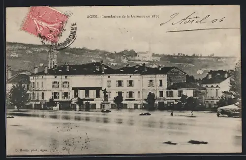 AK Agen, Inondation de la Garonne en 1875