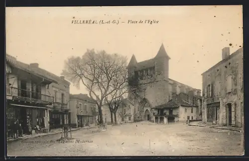 AK Villeréal /Lot-et-Garonne, Place de l`Église