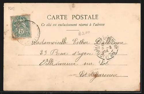 AK Prayssas, Allées Ste-Anne avec arbres majestueux et bâtiments d`époque