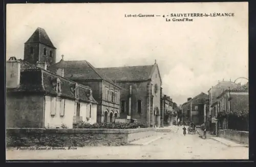 AK Sauveterre-la-Lémance /Lot-et-Garonne, La Grand`Rue
