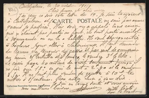 AK Casteljaloux-les-Bains, Avenue de la Gare avec calèche et bâtiments alignés