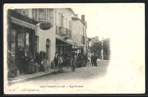 AK Castelmoron-sur-Lot, Rue Principale avec épicerie