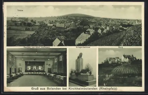 AK Bolanden, Saalbau von Adolf Hoffmann, Burg, Kriegerdenkmal