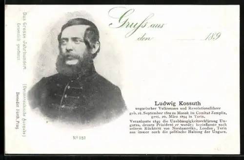 AK Porträt Ludwig Kossuth, ungarischer Volksmann und Revolutionsführer