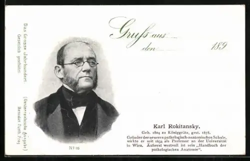 AK Karl Rokitansky, Portrait des Pathologen