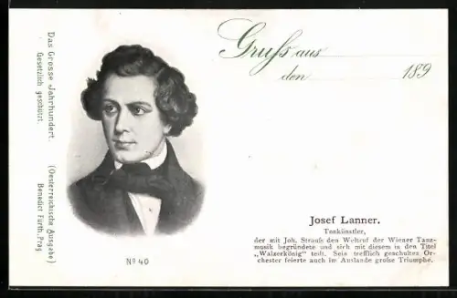 Künstler-AK Tonkünstler Josef Lanner im Anzug