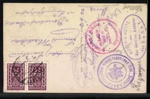 AK Austriahütte am Dachstein, Blick von der Terrasse