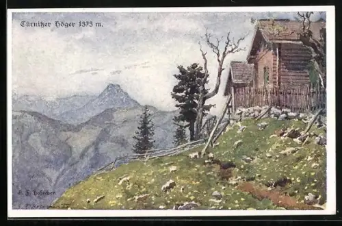 Künstler-AK Türnitzer Höger, Berghütte
