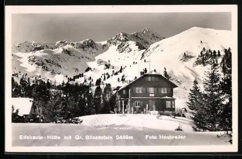 Foto-AK Edelraute-Hütte, Motiv mit Gr. Bösenstein