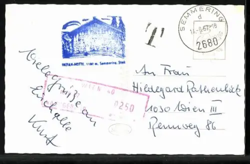 AK Spital am Semmering, Enzian-Hütte, Aussenansicht