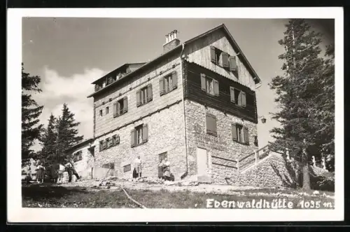 AK Ebenwaldhütte, Blick zur Hütte