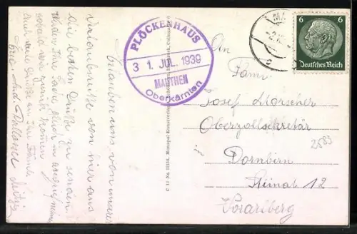 AK Plöckenhaus, Ortsansicht mit Bergen