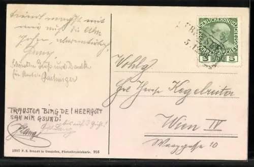 AK Gmundnerhütte, Berghütte am Traunstein, mit Dachstein und Seeblick