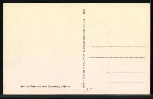 AK Austria-Hütte, Berghütte mit dem Dachstein